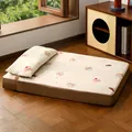 Zachte huisdiermatras met berenpatronen in crème en bruin voor honden en katten - S (50*40cm) / Berenprint Hoes (Inclusief Kussen)