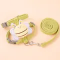 Ensemble harnais et laisse pour chiot avec abeille en peluche en velours côtelé vert clair - Vert (Laisse de 1,2 m)