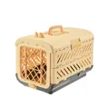 Foldable portable pet carrier aviation box for cats and dogs in beige and charcoal grey - 51.5x33.5x39cm / Yellow (Standard Style)