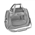 Grey breathable fabric pet carrier bag with adjustable shoulder strap for cats and small dogs - Handheld Pet Carrier Bag (QS-008) / Light Gray