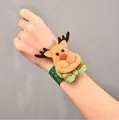 Festive Christmas reindeer plush slap bracelet with green sequin strap for party gifts - Non-glowing Reindeer (T1-27)