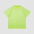 Vintage neon green washed cotton oversized T-shirt with a unique gradient distressed finish - S / Tops / Gradient Fluorescent Green