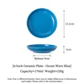 Bol pour animaux en céramique bleu océan de 6 pouces, capacité de 170 ml pour chats et chiens - Assiette 6 Pouces - Bleu Mer