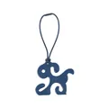 Durable blue dog-shaped pet waste bag carrier clip with elastic leash attachment - Midnight Blue
