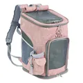 Ademende roze Oxford pet carrier rugzak met LDLC-logo en gaasvensters voor kat - M / Lichtroze