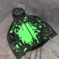 Detail of temperature-sensitive color-changing waterproof jacket with green splatter - 2XL / Tops / Black to Green