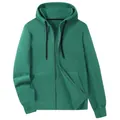 Men's polar fleece zip-up hooded sweatshirt in emerald green with a loose fit design - 3XL / Tops / Green