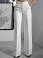 Premium white high-waist drape straight-leg dress trousers for an elegant minimalist look - S / Bottoms / White