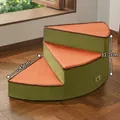 3-step fan-shaped pet stairs in green and orange for small dogs, height 31.2cm x 45cm - 3 Steps (Fan-shaped) / Diameter 45CM Height 31CM / Olive Green Orange