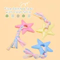 Colorful star-shaped TPR dog toy with colorful braided fabric strips for puppy teething and play - Star With Fabric Strip (Random Color)