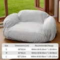 Grey textured protective cover for pet beds with elasticated fit shown with size chart - S / Minimalist Gray
