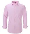 Klassisches rosafarbenes Herren-Langarmhemd, einfarbiges Business-Freizeit-Hemd mit Knöpfen - 38 / Oberteile / Rosa Glattleder-Optik