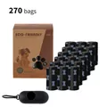 18 rolls of eco-friendly dog poop bags with black dispenser, 270 count total - 18 Rolls Black + Black Capsule Dispenser