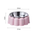 Pink stainless steel pet bowl with 17cm wide anti-slip base for both cats and dogs - Stainless Steel + Plastic Single Bowl / Colorful Mix / Pink
