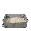 Portable foldable gray Oxford cloth cat litter box with waterproof lining and handles - Open Top (No Lid) / 40x24x11cm / Gray