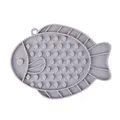 Grey fish-shaped silicone pet licking mat for cat and dog slow feeding session - Fish Shape (2302) / Gray