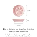 Glossy pink ceramic cat paw slow feeder bowl for pets, 150ml capacity with 15cm diameter. - Pink
