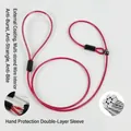 Heavy duty anti-bite steel wire dog leash with protective coating and P-chain design - Transparent PVC Handle P-Rope (Single Buckle) / Thickness 5mm * Length 120cm / Rose Red