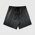 Vintage american style washed grey gradient shorts with elastic drawstring waistband - S / Bottoms / Gradient Black