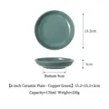 Assiette plate en céramique verte de 6 pouces pour animaux de compagnie, bol de 170 ml pour chat - Assiette 6 Pouces - Vert-de-gris
