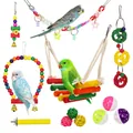 12-delige kleurrijke vogel speelgoed set met schommels, ladders en kauwballen voor vogels - Set van 12 (T369#) / Veelkleurig (Willekeurig)