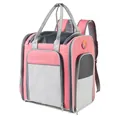 Large capacity foldable oxford cloth pet carrier backpack in pink and grey color - Expandable Style (QS-083) / Pink