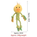 Durable braided cotton rope dog toy featuring a cute yellow plush duck head design - Duck