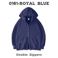 Zware koningsblauwe hoodie met capuchon voorzien van een handige dubbele rits - XS / Tops / Donkerblauw