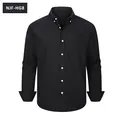 Premium black men's long-sleeve Oxford shirt featuring button-down collar and chest pocket - S / Tops / Black