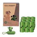 Eco-friendly green dog poop bags with bone pattern and olive dispenser box set - 9 Rolls Green + Green Capsule Dispenser