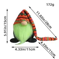 Halloween plush gnome with green beard and long knitted hat, product dimensions and weight. - Green Beard Style (Z2-23)