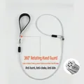 Detailed view of heavy duty steel wire dog leash with 360 degree rotating handle - Webbing Handle P-Rope (Single Buckle) / Thickness 5mm * Length 70cm / Silver
