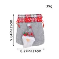 Weihnachts-Gnom-Kordelzugbeutel mit Karomuster und 3D-Bart, Maße 25x21 cm. - Weihnachtswichtel Stil (P2-20) / 21x25cm / Grau