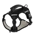 Durable black tactical dog harness with top handle and reflective strips for safety - XS / Black