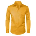 Men's professional slim-fit long-sleeved dress shirt in a vibrant golden yellow finish - 3XL / Tops / Yellow