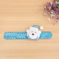 Festive blue sequined Christmas slap bracelet with cute plush polar bear character. - T1-28 Non-glowing Bear Sequin