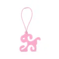 Portable pink dog-shaped hands-free pet waste bag clip holder with elastic leash loop - Sakura Pink