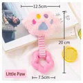 Pink plush pet toy with cartoon paw design and TPR chew ring for small dogs, 20cm - Pink