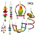 7pcs colorful parrot toy set with swing, bells, and climbing ladder - 7-Piece Set (Style 3)