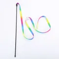 Interactive rainbow ribbon cat wand toy with flexible black rod for cats - Rainbow Cloth Strip Wand 38cm
