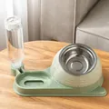 2-in-1 automatischer Haustiertränke und schräger Edelstahlnapf in hellem Grün - 3-in-1 Schneckenstil Mit Edelstahlnapf / Grün