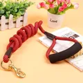 Durable red black braided pet climbing rope leash with foam handle and copper hook - 8mm*1.8m / Red