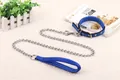Professional blue heavy duty dog leash set with metal twist chain and foam handle - 2.0x120cm / Blue Leash and Collar