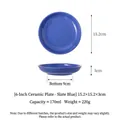 Assiette en céramique de 6 pouces bleu roche foncé avec dimensions pour animaux domestiques - Assiette 6 Pouces - Bleu Ardoise