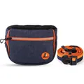 Professional dog training treat pouch set with adjustable waist belt in navy blue and orange - Cat and Dog Text / Blue