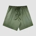 Vintage washed green gradient cotton casual shorts with adjustable drawstring waist - S / Bottoms / Gradient Army Green