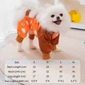 Size chart for orange lion print waterproof pet dustproof four-legged suit for small dogs - S / Orange Lion