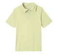 Front view of a light lime green short-sleeved casual polo shirt for kids on white background - Beige