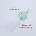 Hochwertiger Ersatzkopf für Katzenwedel mit Plüschblume und weicher weißer Feder - Grüne Blume mit Feder (CT202) / 4.5cm Durchmesser