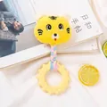 Yellow tiger plush dog chew toy with braided rope and TPR teething ring for small dogs - Yellow